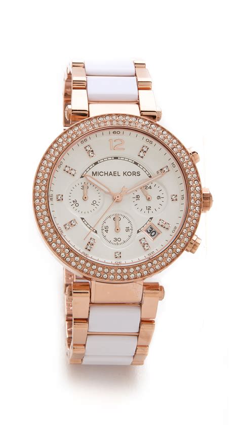 michael kors watches white rose|Michael Kors parker chronograph watch.